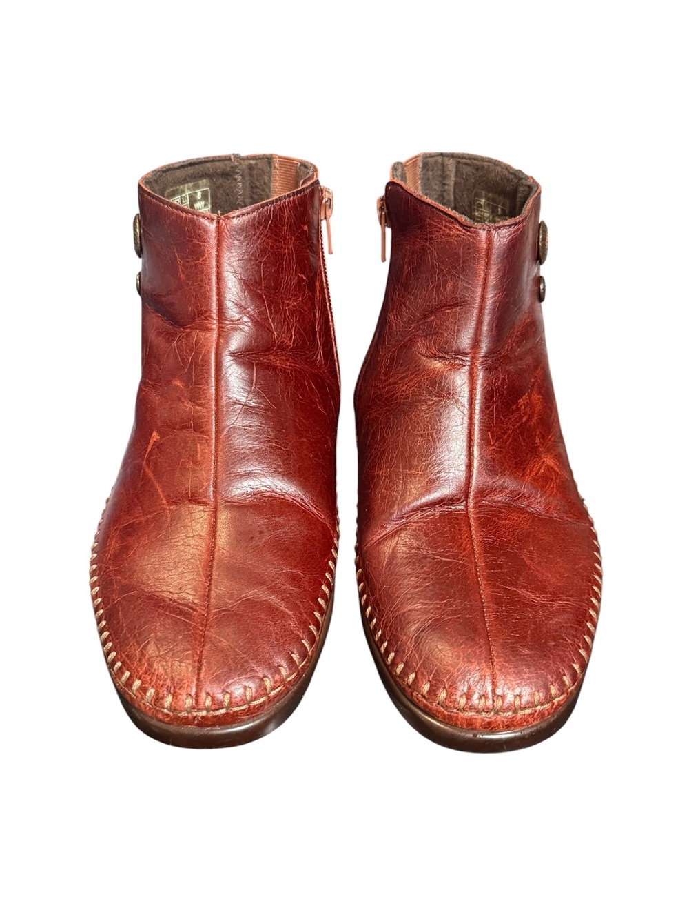 SAS Silhouette Chestnut Brown Leather Ankle Boots 8 WW - Picture 2 of 12